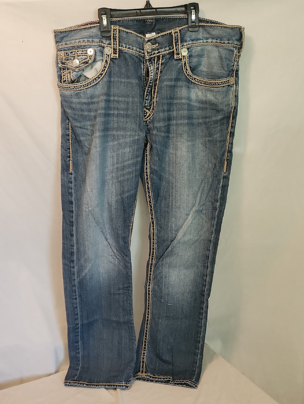 True Religion Light Blue Denim Jeans with Contrast Stitching